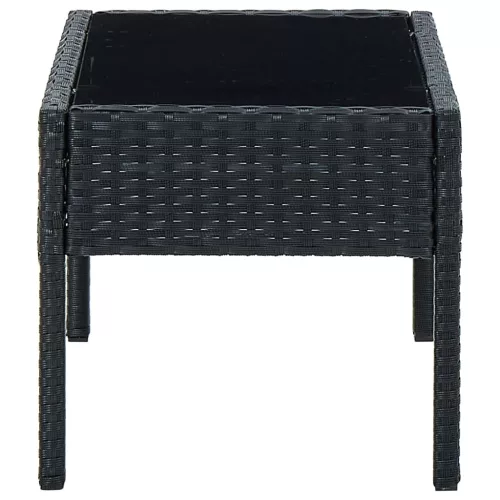  fekete polyrattan kerti asztal 75 x 40 x 37 cm
