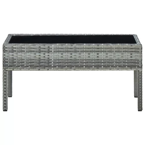  szürke polyrattan kerti asztal 75 x 40 x 37 cm