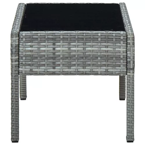  szürke polyrattan kerti asztal 75 x 40 x 37 cm