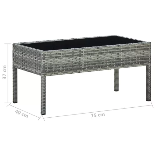  szürke polyrattan kerti asztal 75 x 40 x 37 cm