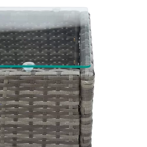  szürke polyrattan dohányzóasztal 60 x 40 x 36 cm