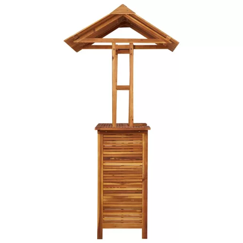  tömör akácfa kültéri bárasztal tetővel 113x106x217 cm