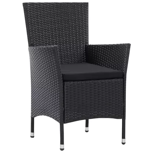  5-részes fekete kültéri polyrattan étkezőgarnitúra
