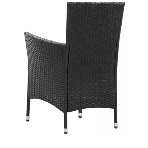 5-részes fekete kültéri polyrattan étkezőgarnitúra