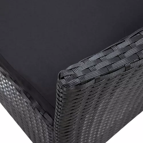  5-részes fekete kültéri polyrattan étkezőgarnitúra
