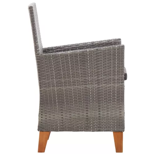 9 részes szürke polyrattan és tömör akácfa étkezőgarnitúra