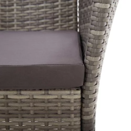  9 részes szürke polyrattan és tömör akácfa étkezőgarnitúra