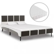 VID szürke és fehér műbőr ágy matraccal 140x200 cm