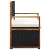  fekete polyrattan és tömör akácfa tárolópad 115 cm