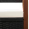  fekete polyrattan és tömör akácfa tárolópad 115 cm