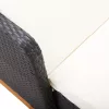  fekete polyrattan és tömör akácfa napozóágy