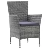  9 részes szürke polyrattan kültéri étkezőgarnitúra párnákkal