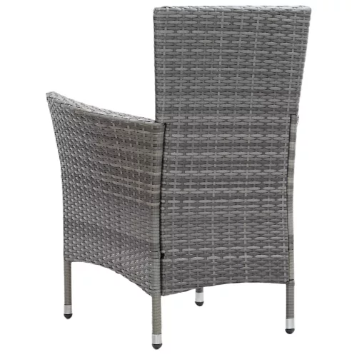  7-részes szürke polyrattan kültéri étkezőgarnitúra párnákkal