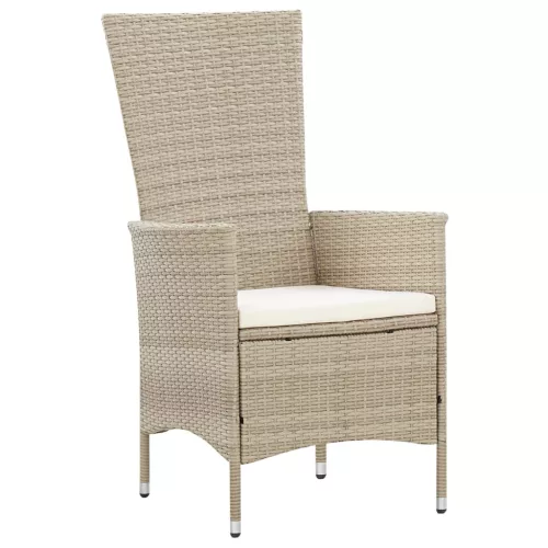  9 részes bézs polyrattan kültéri étkezőszett párnákkal