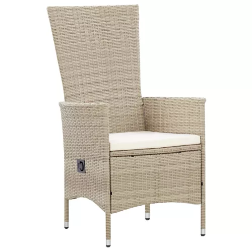  9 részes bézs polyrattan kültéri étkezőszett párnákkal