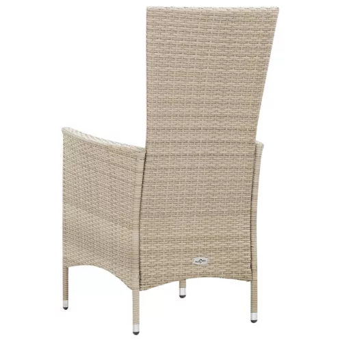  9 részes bézs polyrattan kültéri étkezőszett párnákkal