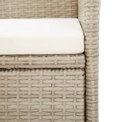  9 részes bézs polyrattan kültéri étkezőszett párnákkal