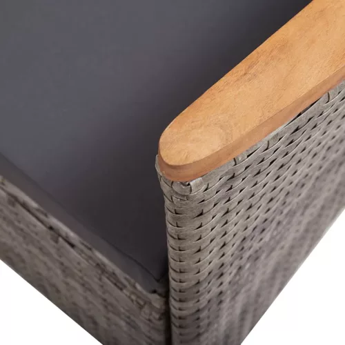  2 db szürke polyrattan kültéri szék párnával