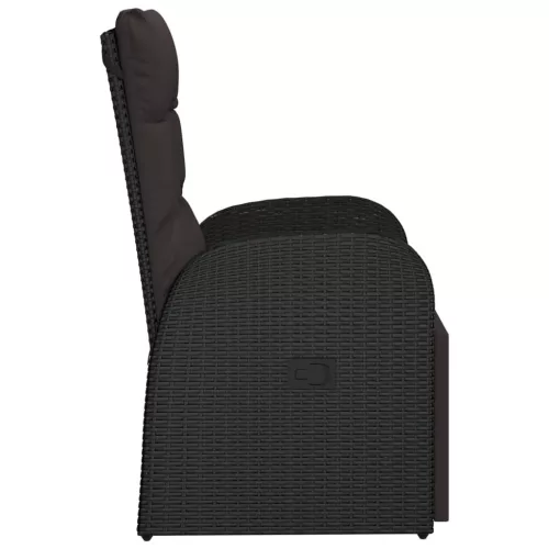  fekete dönthető háttámlás polyrattan kerti szék párnával
