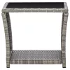  szürke polyrattan és üveg dohányzóasztal 45 x 45 x 40 cm