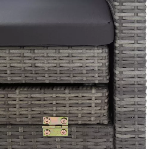  3-személyes szürke kinyitható műrattan kanapéágy tetővel
