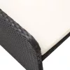  2 részes fekete polyrattan kerti bútorszett párnákkal