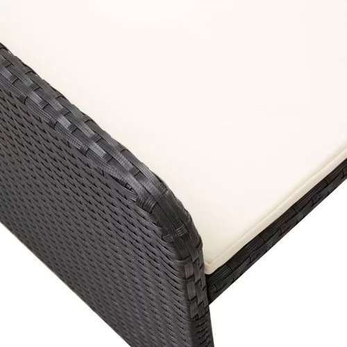  2 részes fekete polyrattan kerti bútorszett párnákkal