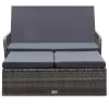  2 részes szürke polyrattan kerti bútorszett párnákkal