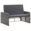  2 részes szürke polyrattan kerti bútorszett párnákkal
