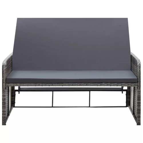  2 részes szürke polyrattan kerti bútorszett párnákkal