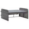  2 részes szürke polyrattan kerti bútorszett párnákkal