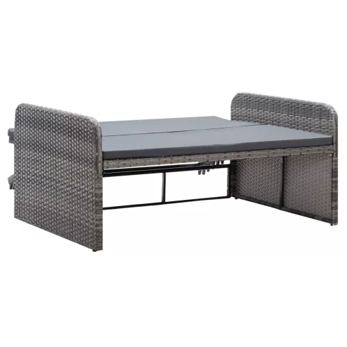  2 részes szürke polyrattan kerti bútorszett párnákkal
