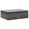  2 részes szürke polyrattan kerti bútorszett párnákkal