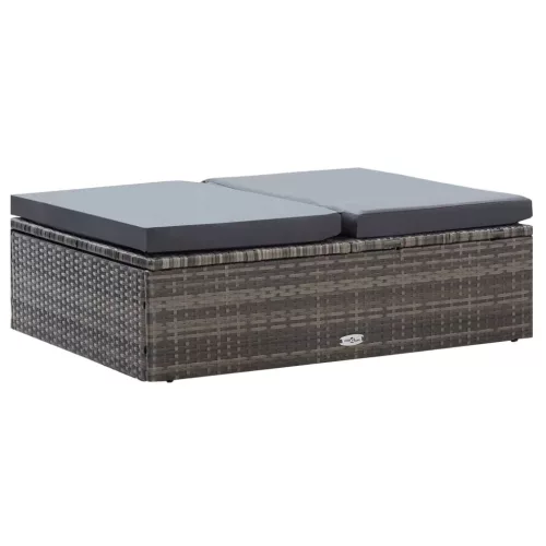  2 részes szürke polyrattan kerti bútorszett párnákkal