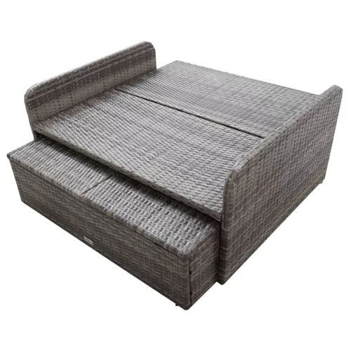  2 részes szürke polyrattan kerti bútorszett párnákkal