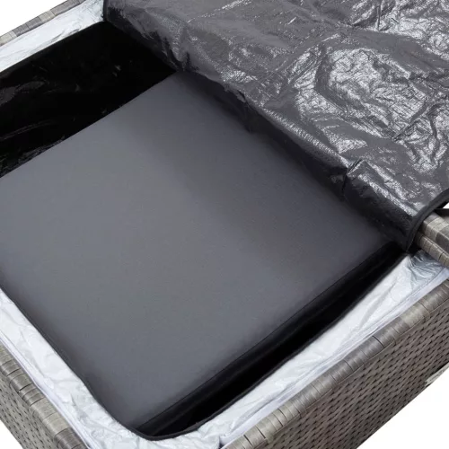  2 részes szürke polyrattan kerti bútorszett párnákkal