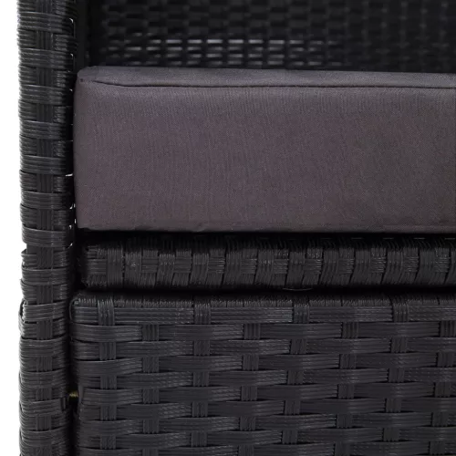  fekete polyrattan kültéri kanapé napellenzővel
