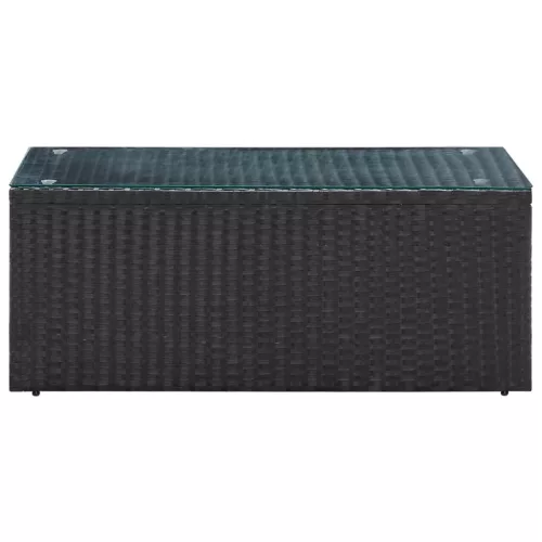  4 részes fekete polyrattan kerti bútorszett párnákkal