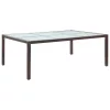  barna polyrattan kültéri étkezőasztal 200 x 150 x 74 cm