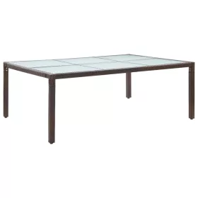  barna polyrattan kültéri étkezőasztal 200 x 150 x 74 cm
