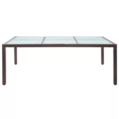  barna polyrattan kültéri étkezőasztal 200 x 150 x 74 cm