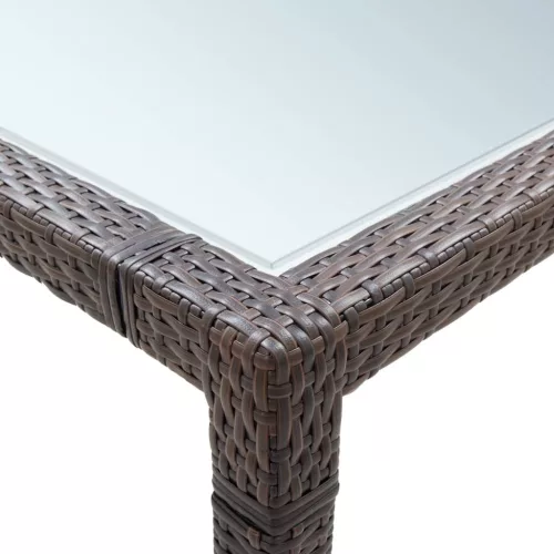  barna polyrattan kültéri étkezőasztal 200 x 150 x 74 cm