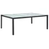 fekete polyrattan kültéri étkezőasztal 200 x 150 x 74 cm