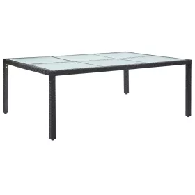    fekete polyrattan kültéri étkezőasztal 200 x 150 x 74 cm