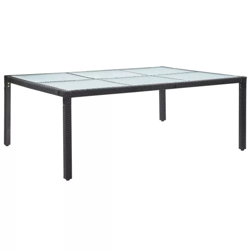  fekete polyrattan kültéri étkezőasztal 200 x 150 x 74 cm