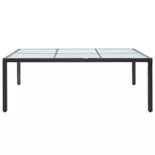  fekete polyrattan kültéri étkezőasztal 200 x 150 x 74 cm