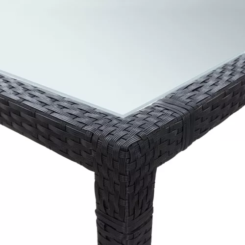  fekete polyrattan kültéri étkezőasztal 200 x 150 x 74 cm