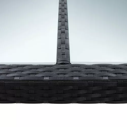  fekete polyrattan kültéri étkezőasztal 200 x 150 x 74 cm