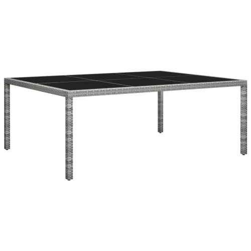  szürke polyrattan kültéri étkezőasztal 200 x 150 x 74 cm