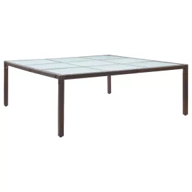  barna polyrattan kerti étkezőasztal 200 x 200 x 74 cm